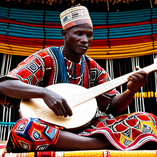 Traditional Performance**

"A Guinean musician, fully clothed in traditional West African attire, playing the kora on a vibrant stage. Background features colorful textiles and intricate patterns. Perfect anatomy, correct proportions, well-formed hands, proper finger count, natural body proportions, professional lighting, safe for work, appropriate content, fully clothed, professional."

**