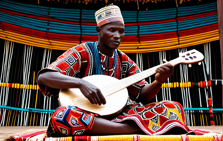 Traditional Performance**

"A Guinean musician, fully clothed in traditional West African attire, playing the kora on a vibrant stage. Background features colorful textiles and intricate patterns. Perfect anatomy, correct proportions, well-formed hands, proper finger count, natural body proportions, professional lighting, safe for work, appropriate content, fully clothed, professional."

**