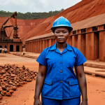**

"A Guinean woman in professional attire, fully clothed, standing in front of a bauxite mine in Guinea, appropriate content, safe for work. Background shows mining activity and equipment. Perfect anatomy, natural proportions, professional, high-quality image, clear details, focus on her determined expression, modest clothing, family-friendly."

**