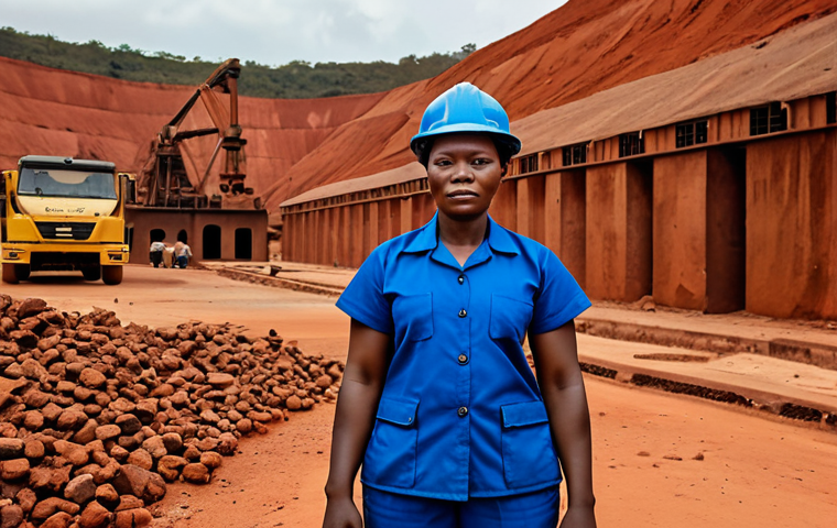 **

"A Guinean woman in professional attire, fully clothed, standing in front of a bauxite mine in Guinea, appropriate content, safe for work. Background shows mining activity and equipment. Perfect anatomy, natural proportions, professional, high-quality image, clear details, focus on her determined expression, modest clothing, family-friendly."

**